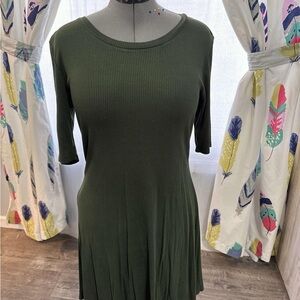Green Ribbed Dress